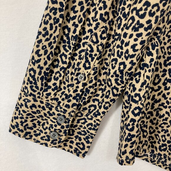 New J. Crew Top size XL Leopard Print Long Sleeve Button Down Cotton - Picture 9 of 10